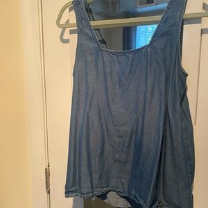 LOFT Denim Top with Bow Detail in Back. Size S